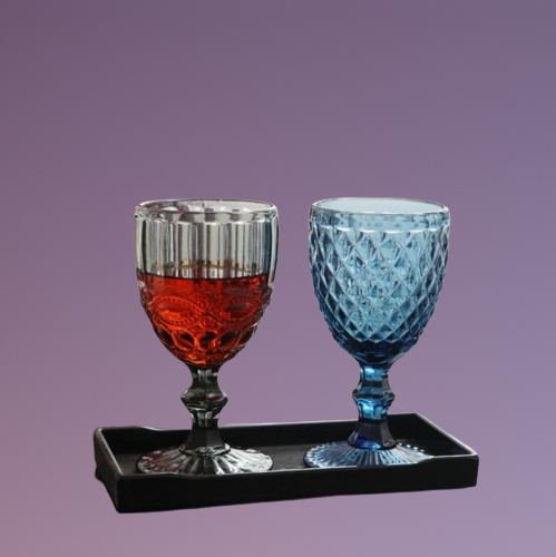 Wine Glasses 240ml 300ml 4colors European style embossed stained glass wine lamp thick goblets