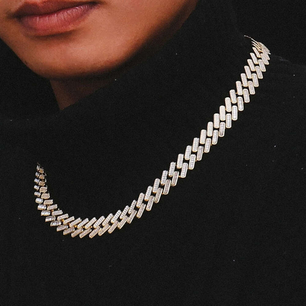 Factory Wholesale Cuban Chain 14k Yellow Gold Hip Hop Chain Necklace Def Moissanite Jewelry Necklace