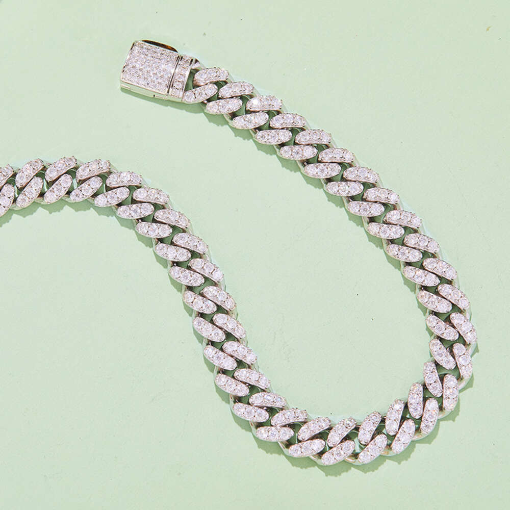 Dortnover Dainty Moissanite Circular Oxidation Cuban Necklace 8mm S925 Sterling Silver Choker Mosinite Diamonds Necklace Pendant