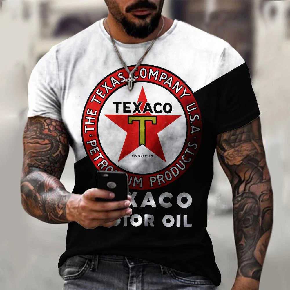 Men's T-Shirts Summer Racing T Shirt For Men Motor Oil Round Neck Fashion Strtwear Casual Short Slve Top Ts Oversized Retro Men Clothing T240505