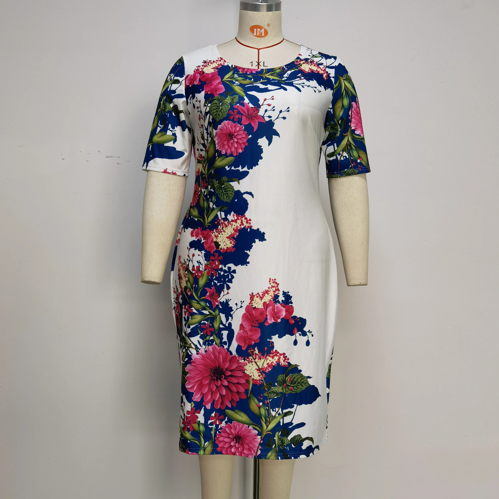 Plus Size Floral Print Turkey Style Office Ladies Coat and Dress Suit For Women 240422
