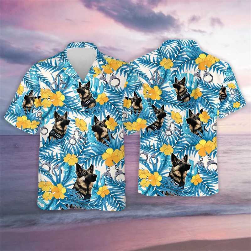 Men's Casual Shirts Tropical Police Graphic Beach Shirt Casual Hawaiian Policeman Shirts For Men Clothes Fashion Strtwear Vacation Blouses Y2k To