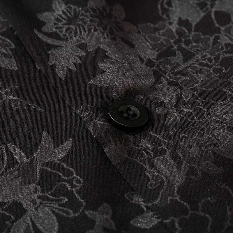 Men's Casual Shirts Cuba Collar Flower Jacquard Vintage Mens Shirts Satin Soft Cool Material Shirts for Men Women Unisex Clothing White Beige Bla