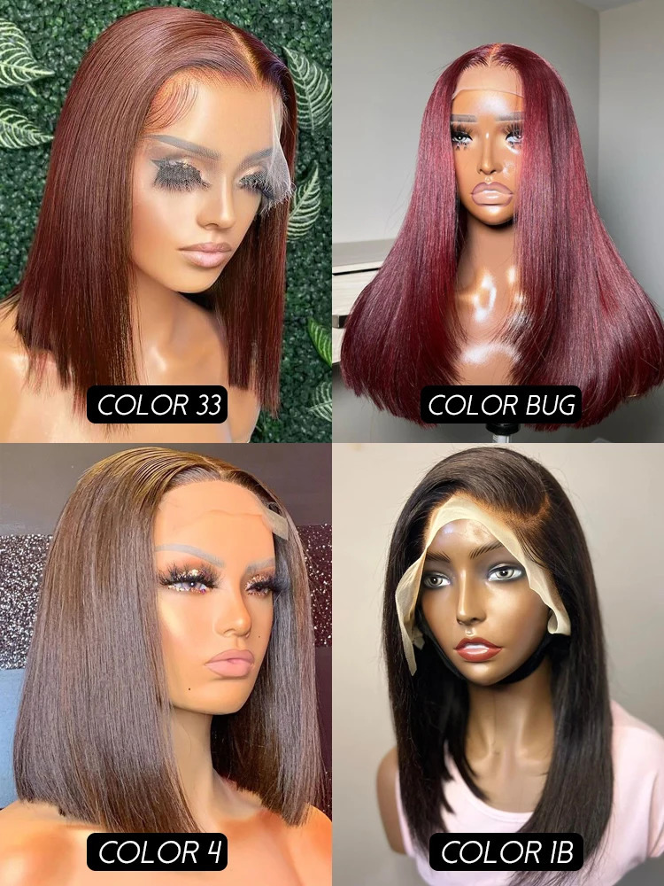 13x4 Lace Front Human Hair Transparent Lace Frontal Wigs For Black Women Short Bob Glueless Remy Straight Natural 240430