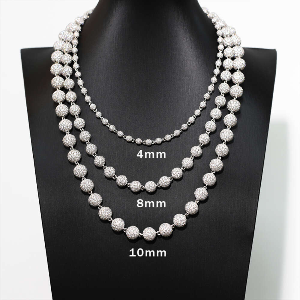 Designer necklace Solid Sier 4mm 8mm 10mm Wide Vvs Round Moissanite Ball Shape Cuban k Chain for Hip Hop Jewelry