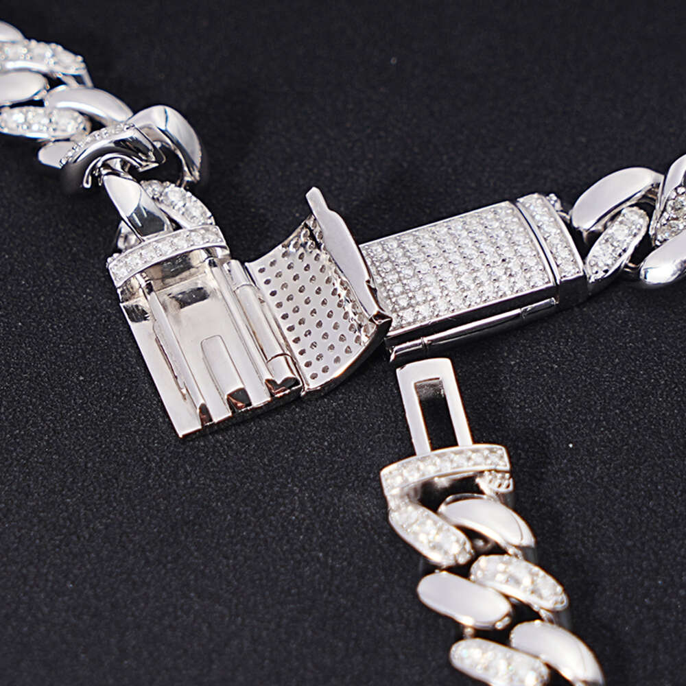 Sicgem Customize Miami Stainless Steel 925 Silver Mens Cuban Link Chain 22 Inches 13 Mm Moissanite Necklace