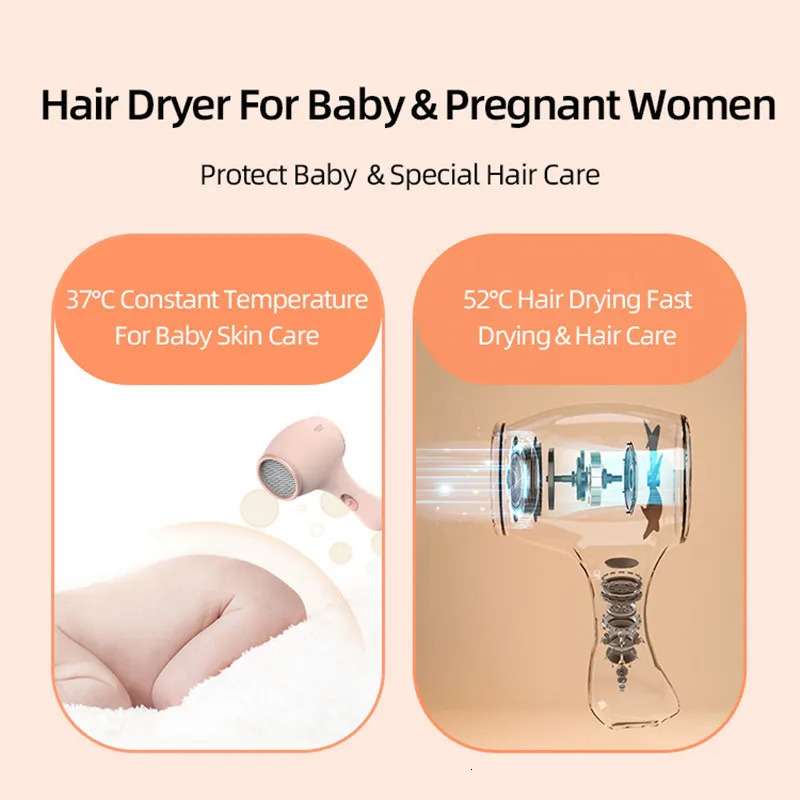 Q2 Childrens Hair Dryer Silent Constant Temperature Negative Ion Safe Automatic Locking Hair Dryer for Professional Childre 240430