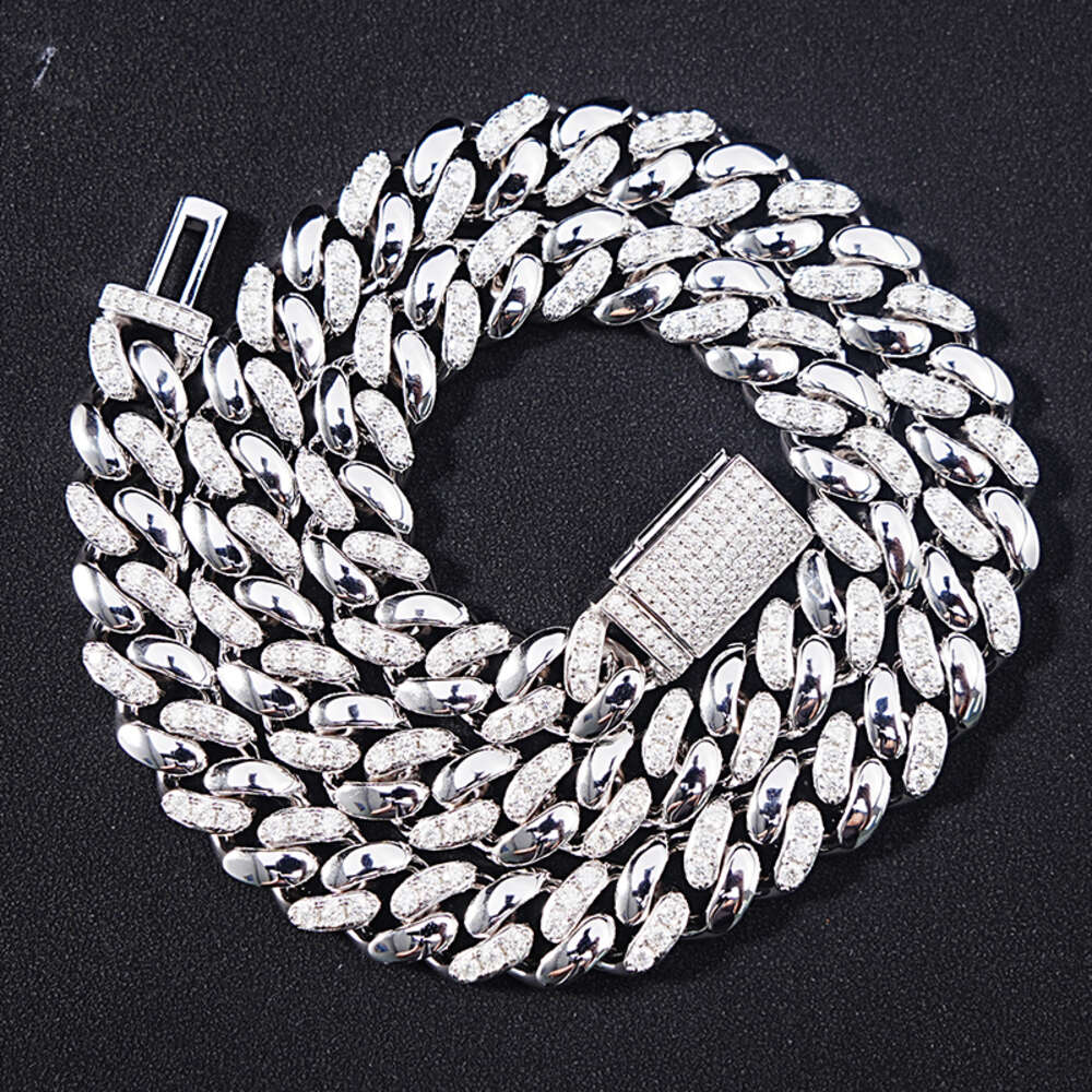 Sicgem Customize Miami Stainless Steel 925 Silver Mens Cuban Link Chain 22 Inches 13 Mm Moissanite Necklace