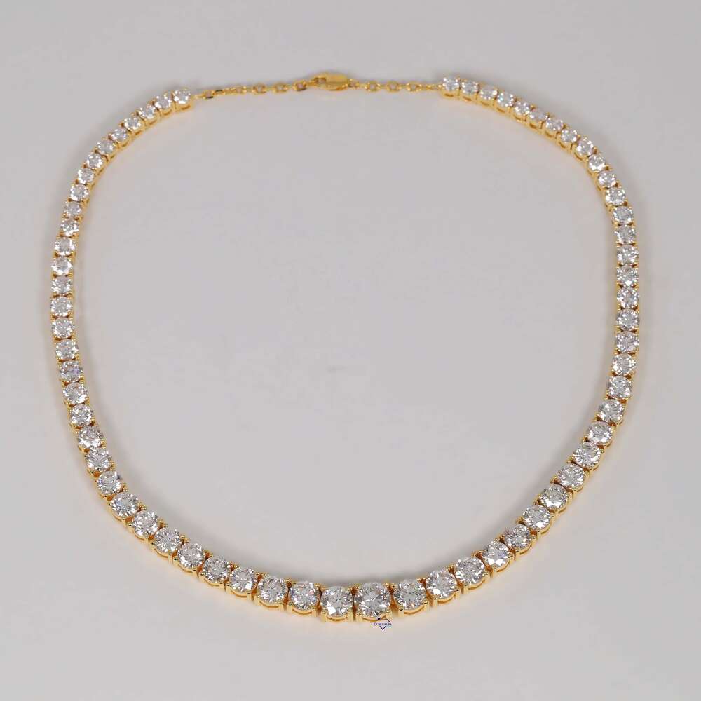 Capturing the Essence of Grace with 14 Kt Yellow Gold Moissanite Diamond Tennis Necklace for Womens with Vvs Clarity Diamond