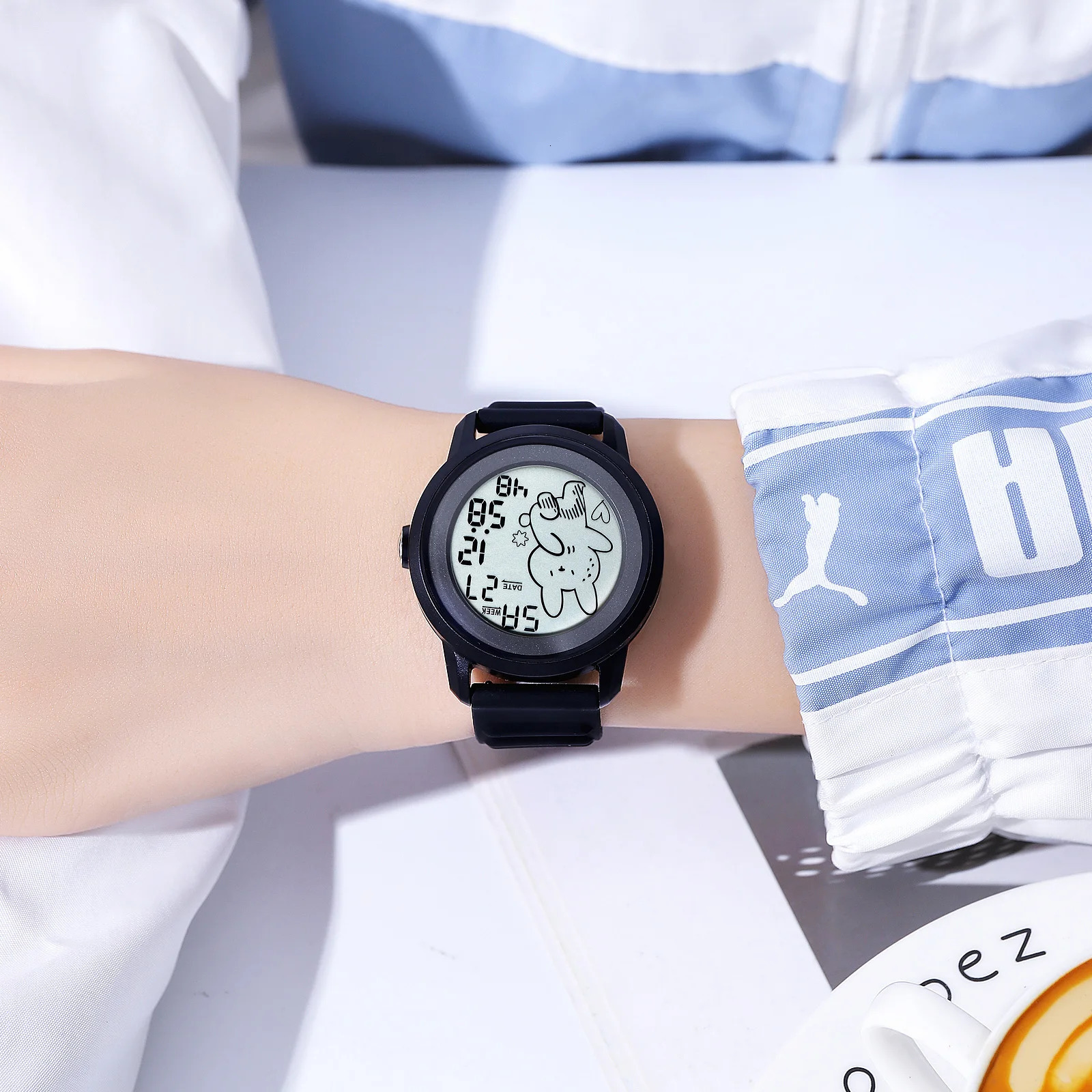 SKMEI Cute Cartoon Rabbit Pattern Countdown Sport Digital Watches For Children Boys Girls Back Light Kids Wristwatch Alarm Clock 240428