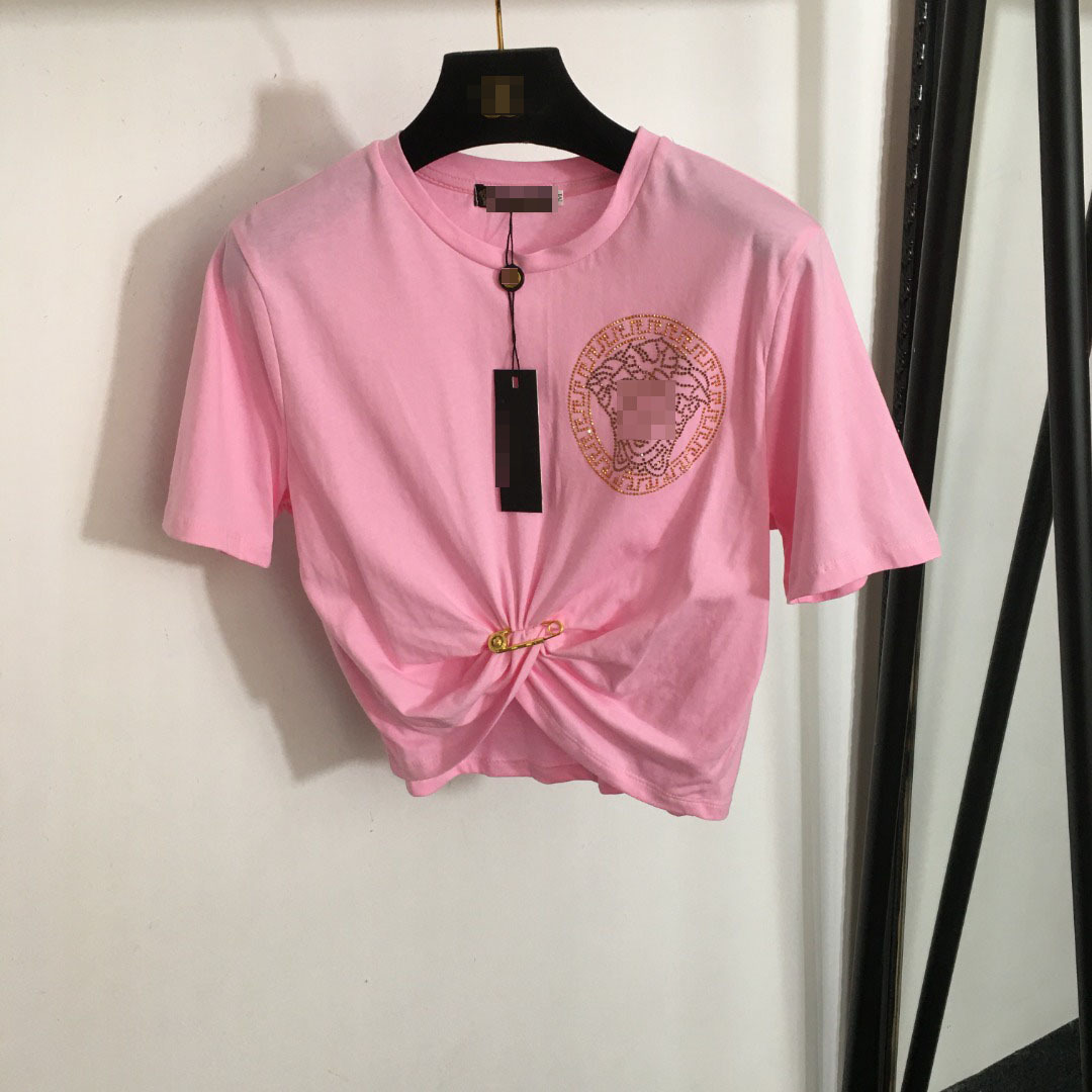 501 2024 Summer Brand Same Style Shirt Short Sleeve Crew Neck Women's Tshirt Flora Print Button Womens Clothes High Quality 20242115