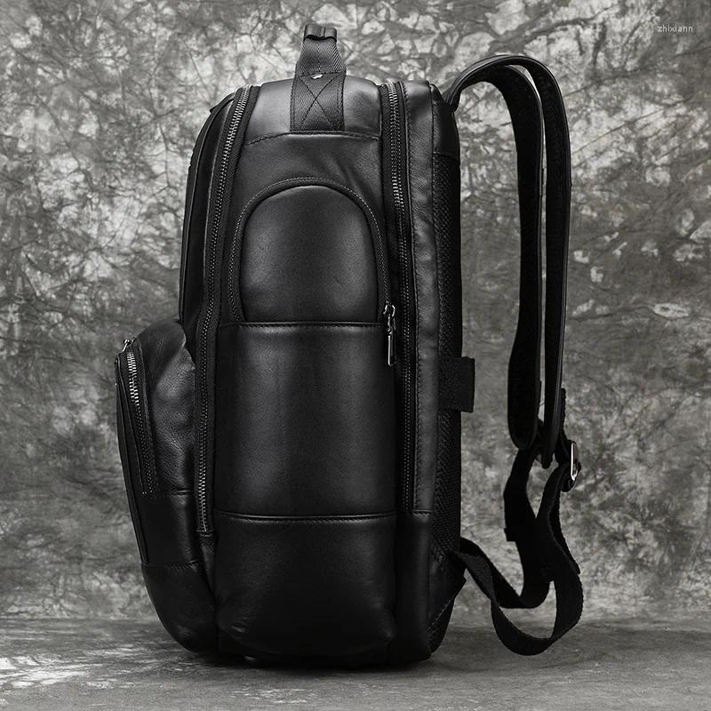 Cowhide hot Laptop Bag Men - Mens Leather Backpack for Travel & School