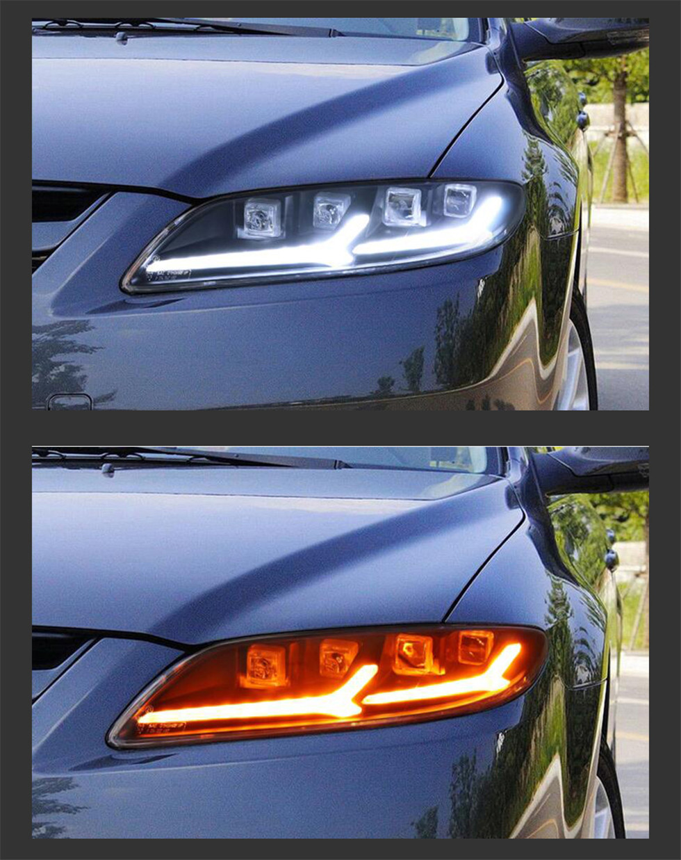 Auto Head Light For Mazda 6 2003-20 15 Headlight Assembly Modified LED Lamps Headlights DRL+Bi-Xenon Lens