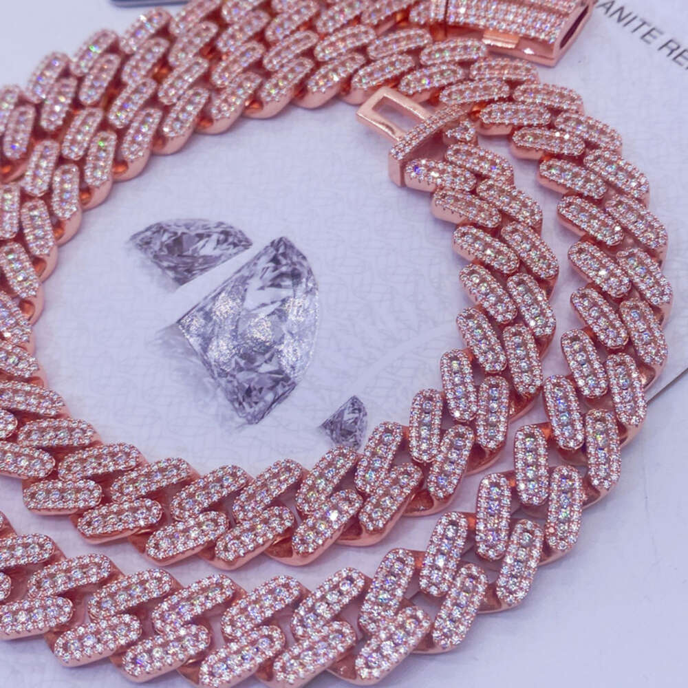 13mm Moissanite Prong Cuban Link Chain 925 Sterling Silver