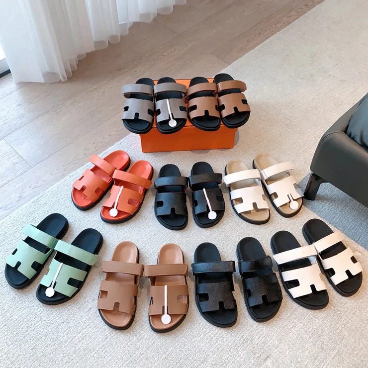 Designer Slippers Chypre Sandal Sliders Flip Flops Flat Sandals for Beach Comfort Calfskin Leather Natural Suede Goatskin in Brown and Black for Women and Men 35-45