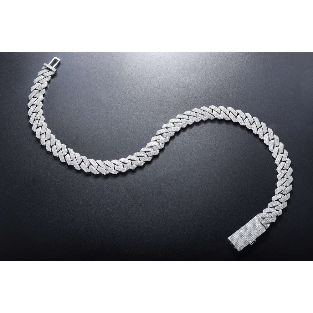 Pass Diamond Tester 925 Silver Cuban Link Necklace Iced Out 6mm 2 Rows Hip Hop Vvs Moissanite Cuban Chain