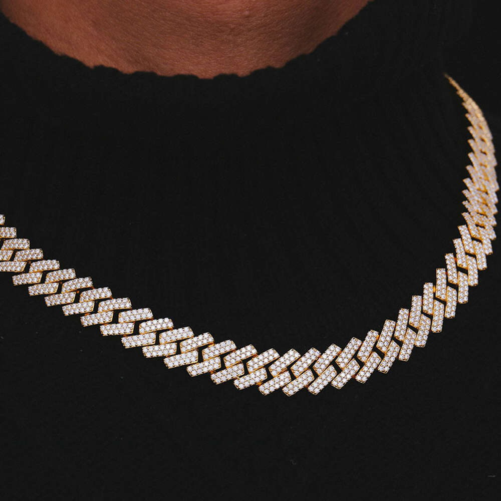 Factory Wholesale Cuban Chain 14k Yellow Gold Hip Hop Chain Necklace Def Moissanite Jewelry Necklace