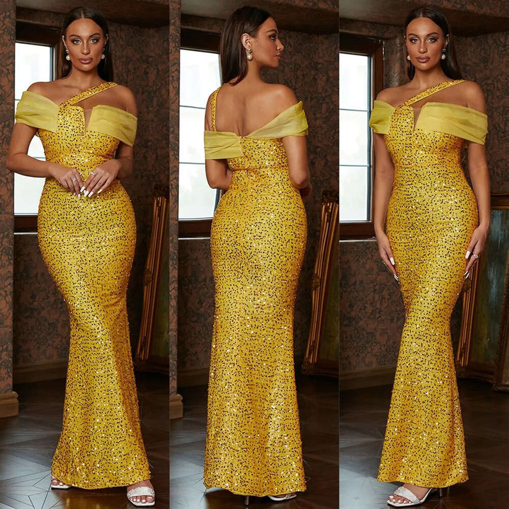 Off Mermaid Prom Glamorous The Jewel Dresses Shoulder Net Solid Color With Sequins Backless Zipper Or Length Custom Made Evening Dress Plus Size Robes