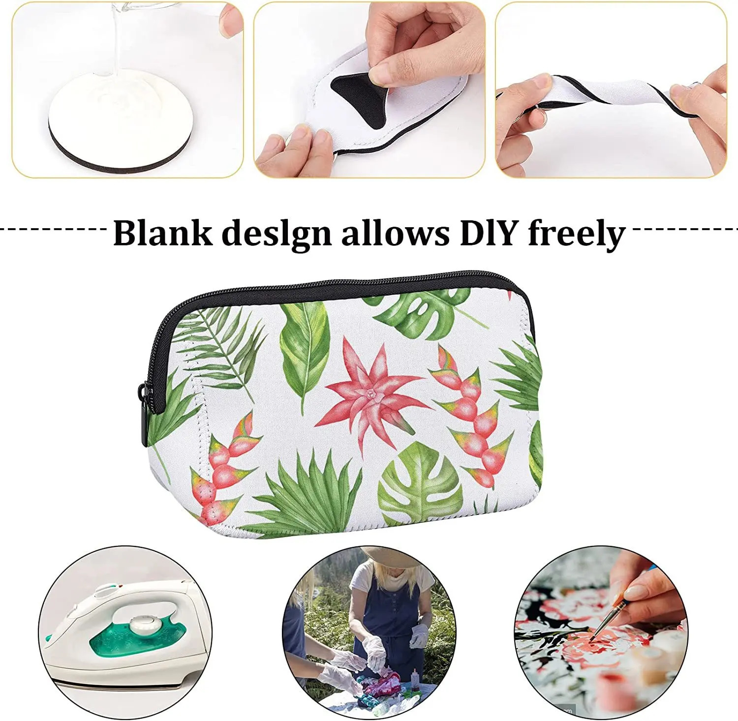 38Pcs/Set Sublimation Blanks Products Set DIY Blank Keychain With Makeup Bags Heat Transfer Keychain Set 240504
