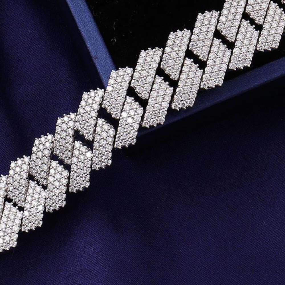 Bling Fine Jewelry Rapper Bracelet 925 Silver Vvs Cuban Chain Men Gold Plated Moissanite Bracelet Iced Out 15mm Cuban Chain