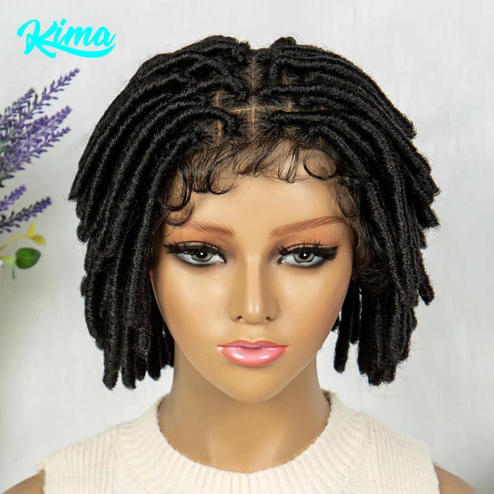 Dreadlock Faux Locs Knotless Box Braided Synthetic Lace Front Braided Full Lace African Braiding Hair For Man Women 240430
