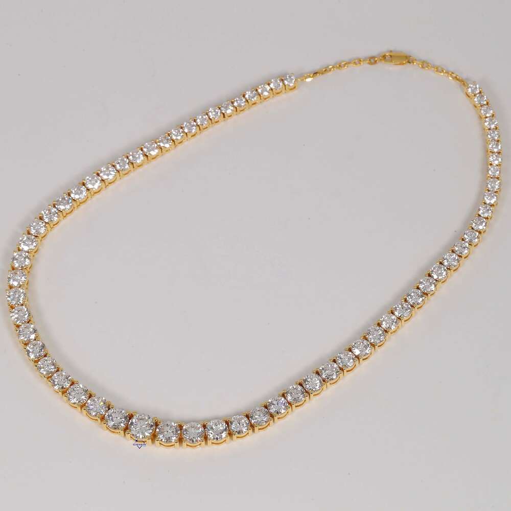 Capturing the Essence of Grace with 14 Kt Yellow Gold Moissanite Diamond Tennis Necklace for Womens with Vvs Clarity Diamond