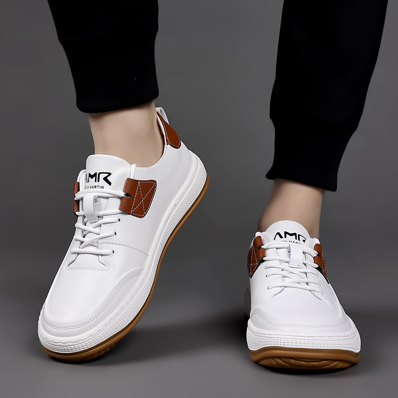 new 2024 trend Spring Men's versatile board genuine breathable soft sole clown men's casual leather shoes Lhshoe