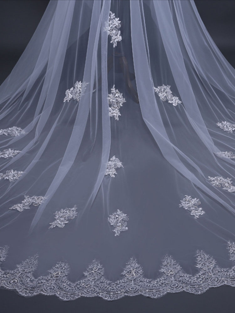2024 Wedding Veil 3m Long Bridal Veils Real Pictures Wedding Tulle with Applique Sequined Beads Blingbling with Comb face veil