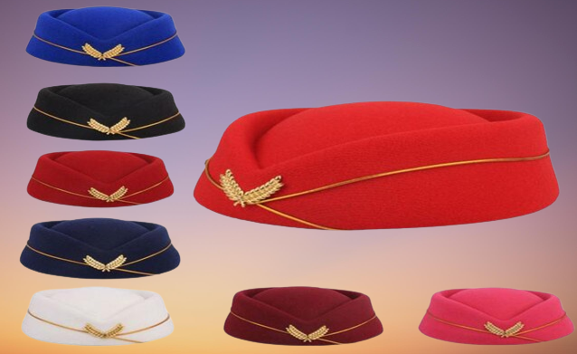Air Hostesses Beret Hat Wool Felt Base Cap Airline Stewardess Sexy Formal Uniform Hat Caps Accessory Roll play TH