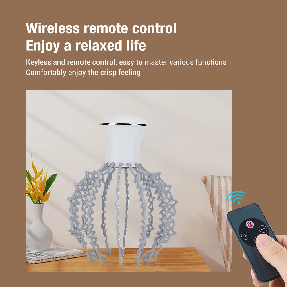 12 Claw Scalp Massager Acupoint Electrowave Headache Relief Cap Wireless Electric Vibration Physiotherapy Head Masssager Octopus 240430