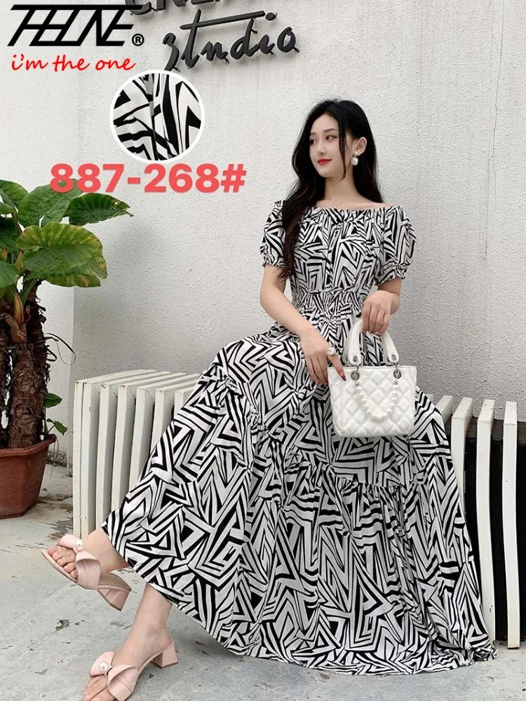 THHONE Vestidos Robe Maxi Long Dres Summer Indian Clothes Bohemian Cotton Linen Floral Short Sleeve Korean Style Casual 240418