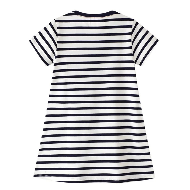 Jumping Meters Summer Princess Short Sleeve Applique Girls Cotton Dresses for Baby Stripe Costume Selling Kids Dress 240416