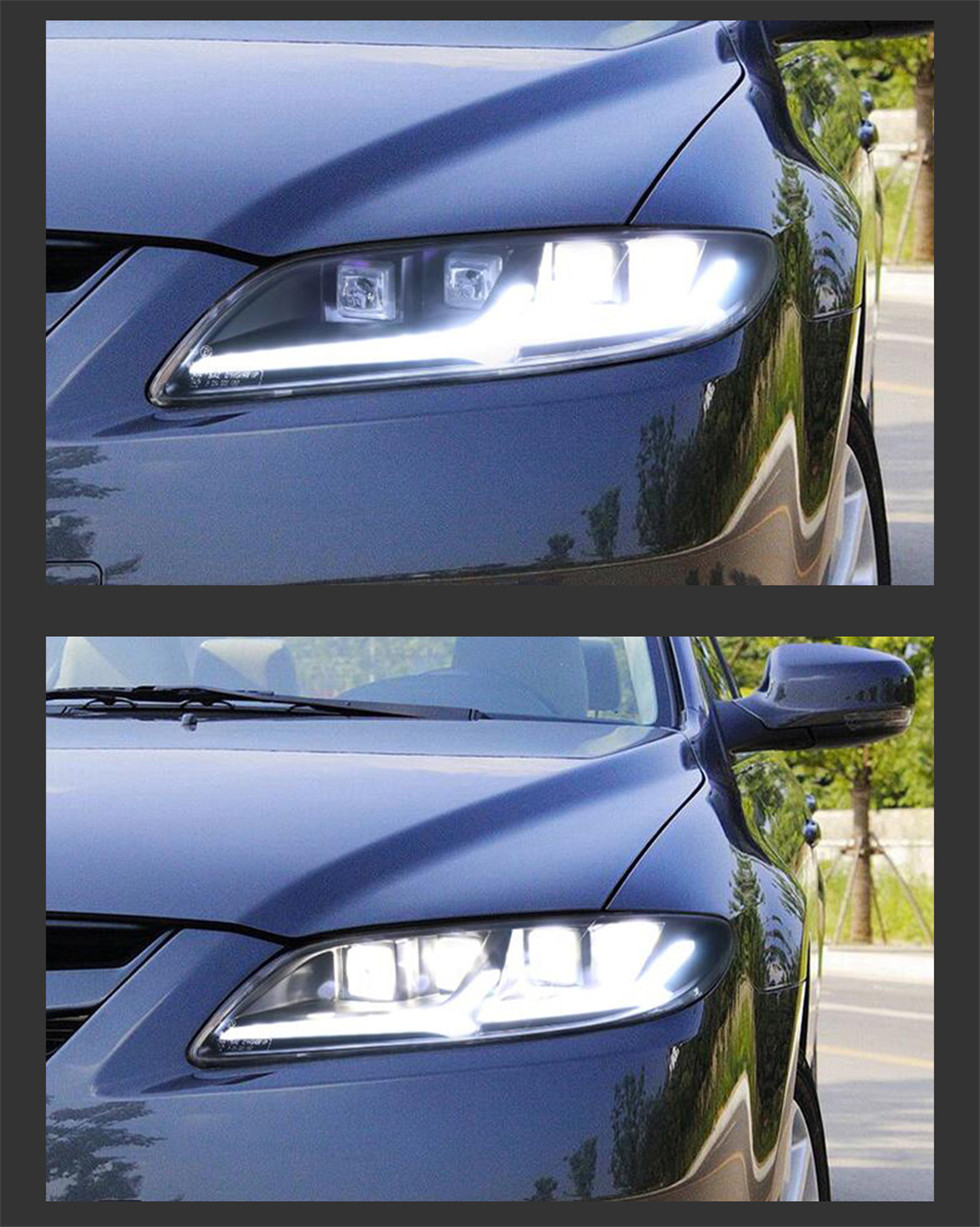 Auto Head Light For Mazda 6 2003-20 15 Headlight Assembly Modified LED Lamps Headlights DRL+Bi-Xenon Lens
