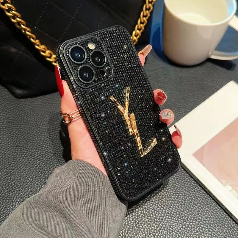 designer Bling Glitter Phone Cases For iPhone 15 14 Pro Max Case Fashion Designer Rhinestone Diamond Women Back Cover i 13 Promax 12 11 Triangle Cell