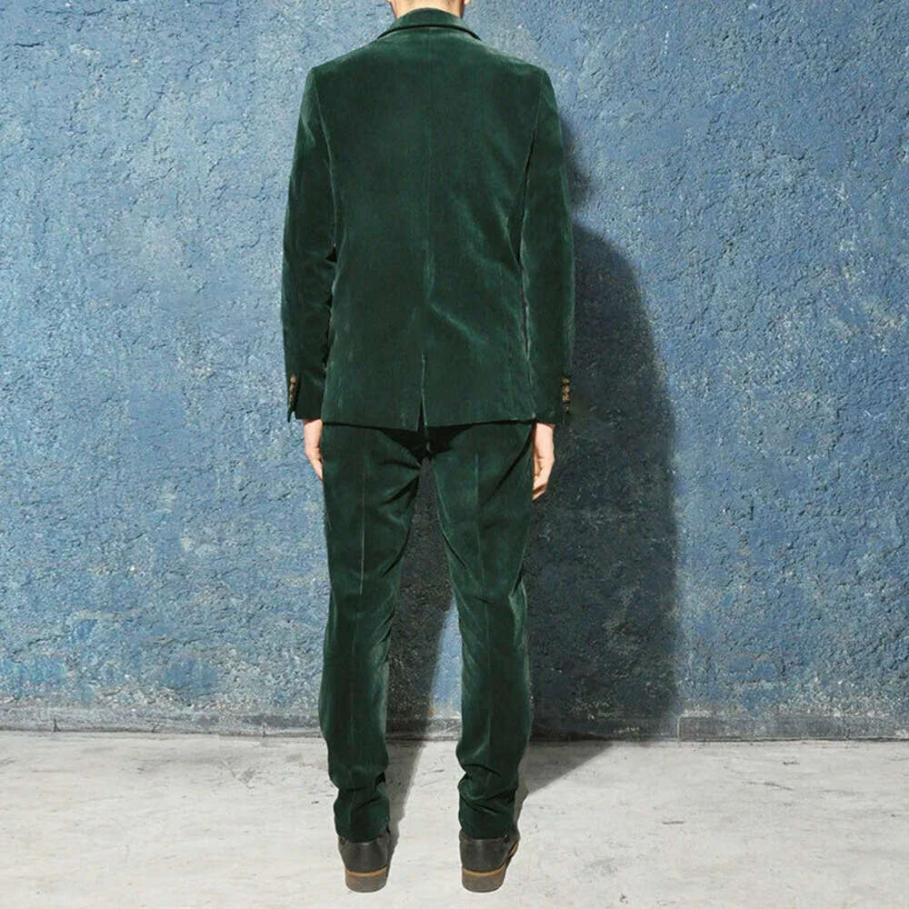 Peaked Lapel Veet Designer Mens Two-Piece Vintage Groom Tuxedos Customized Made Jacket And Pants Business Men Suits