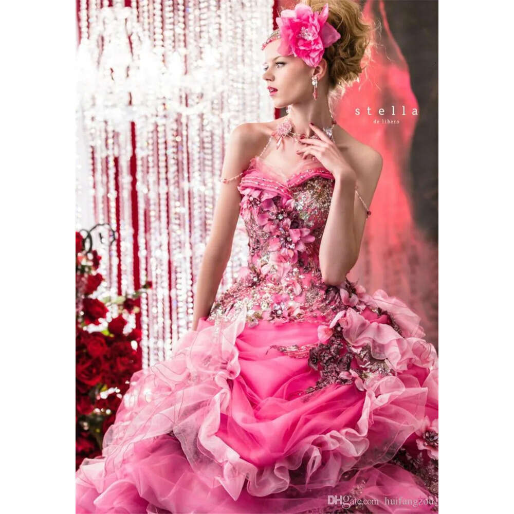 Appliques Dresses Beaded Rhinestone Stella De Libero Flowers Backless Bridal Ball Gowns Floor Length Ruffle Wedding Dress