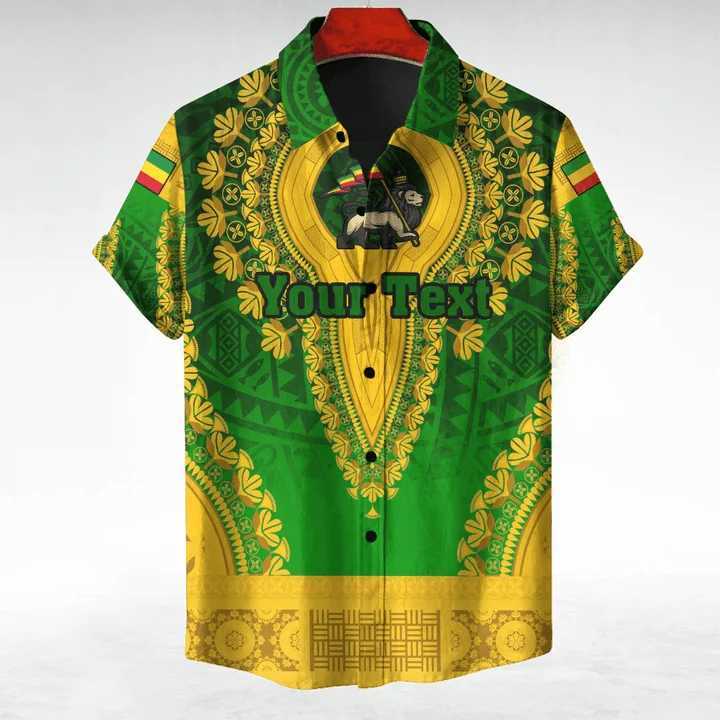 Men's Casual Shirts Ethiopia Africa County Flag Map Short Slve Shirts For Men Clothes Orthodox T National Emblem Graphic Blouses Hawaii Boy Tops 