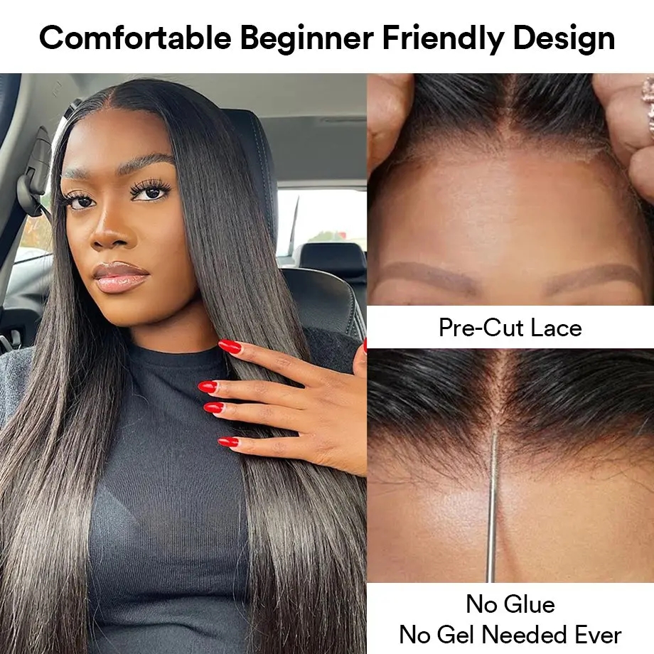 Hd Pre Cut Pre Plucked Lace Closure Wig 13x4 Straight Lace Frontal Wig Wear And Go Glueless Human Hair Wigs For Women 150%