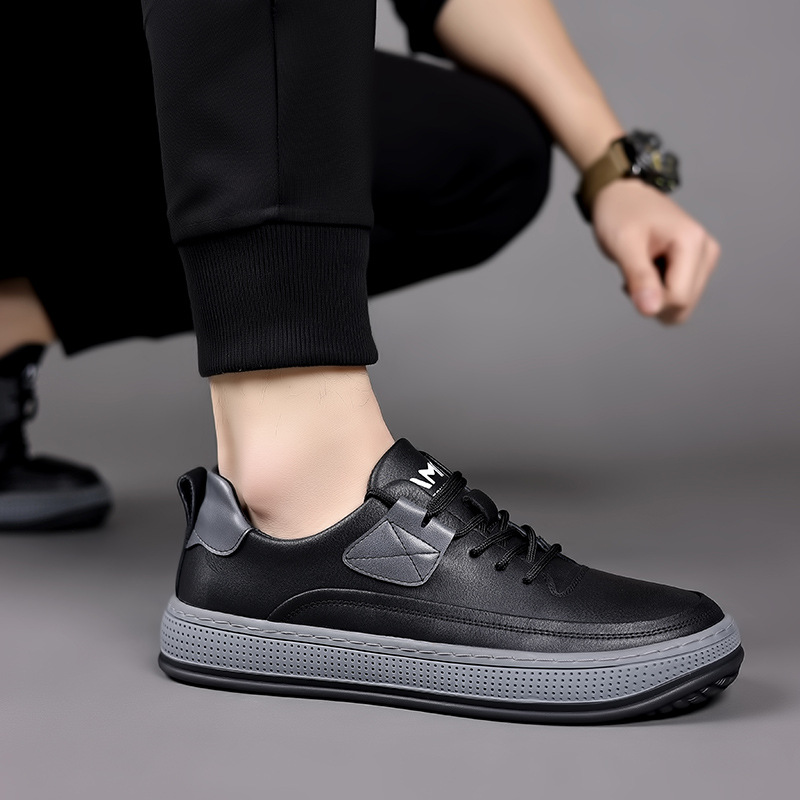 new 2024 trend Spring Men's versatile board genuine breathable soft sole clown men's casual leather shoes Lhshoe