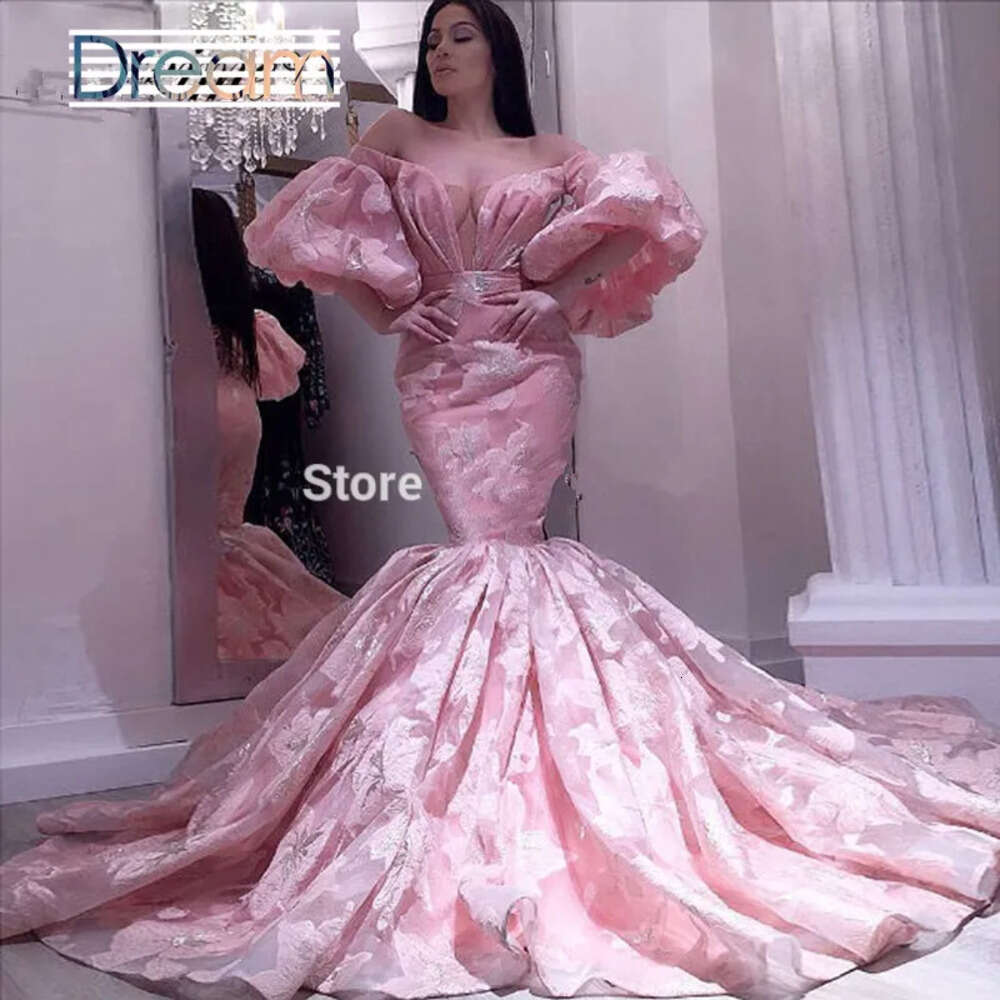 The Off Evening Pink Dresses Couture Dubai Shoulder Prom Dress Long Party Gowns Sexy Mermaid Robe De Soiree