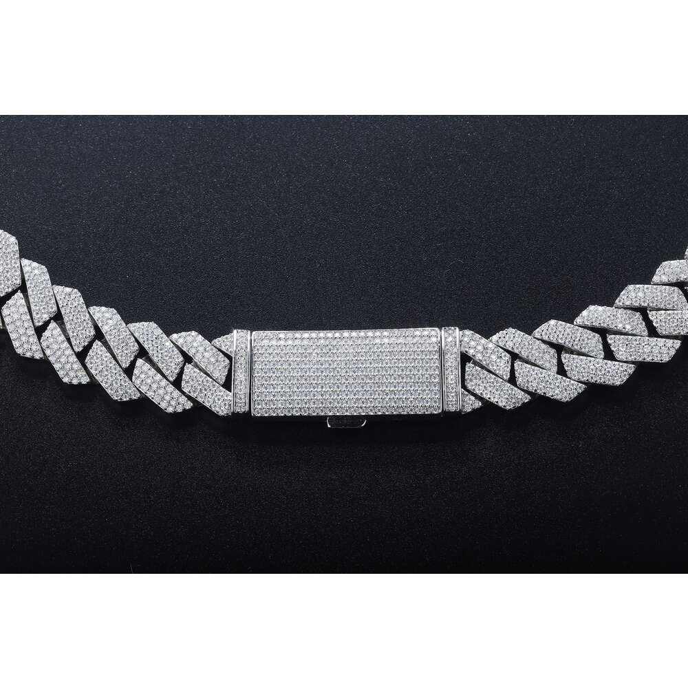 Pass Diamond Tester 925 Silver Cuban Link Necklace Iced Out 6mm 2 Rows Hip Hop Vvs Moissanite Cuban Chain