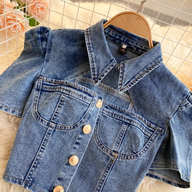 Amolapha Women Hollow out JeansSkirts Sets Short Sleeve Tank Tops Laced Denim Skirt Suits for Woman 240423