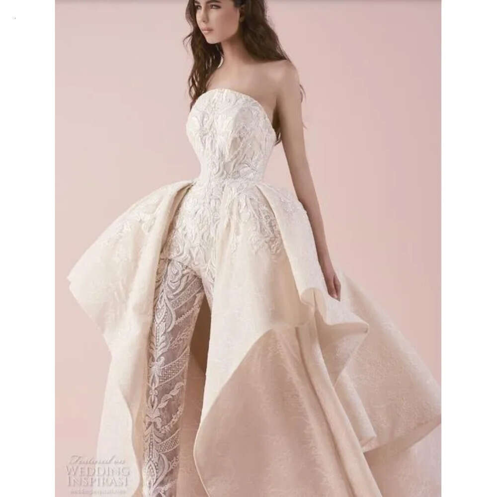 Designer Dress Appliqued Quality High Wedding Strapless Lace Fashion Bridal Gowns Custom Made Long Women Jumpsuits