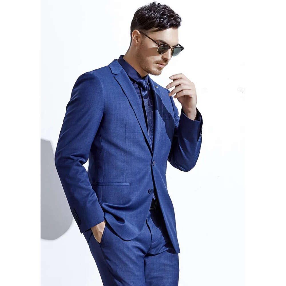 Peaked Designer Handsome Customized Lapel Tuxedos Groom Blue Best Men Suit For Weddings Business Mens Formal Suits (Jacket+Pants) s mal s
