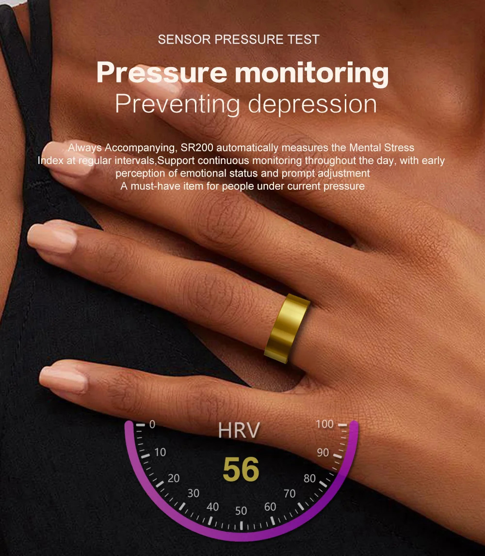 SR200 Smart Ring Multilingual Heart Rate Blood Pressure Blood Oxygen Temperature Sleep Health Fitness Tracker Rings 240504
