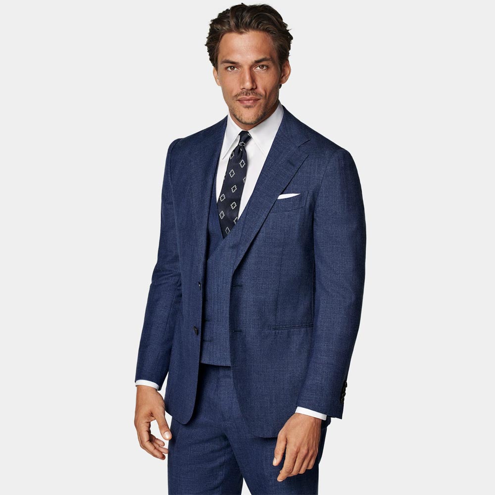 Dark Navy Men Tuxedos Slim Fit Wedding Suits 3 Pieces Sets Notched Lapel Blazers Formal Suit With Jacket Vest And Pants