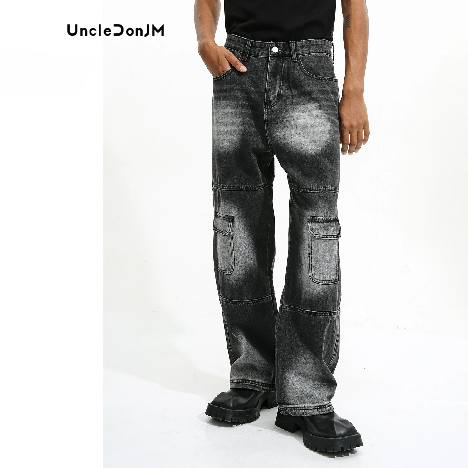 Mens Sets Autumn Korean Version of Denim Suit Wash Vintage Jean Jacket and Jeans 240428