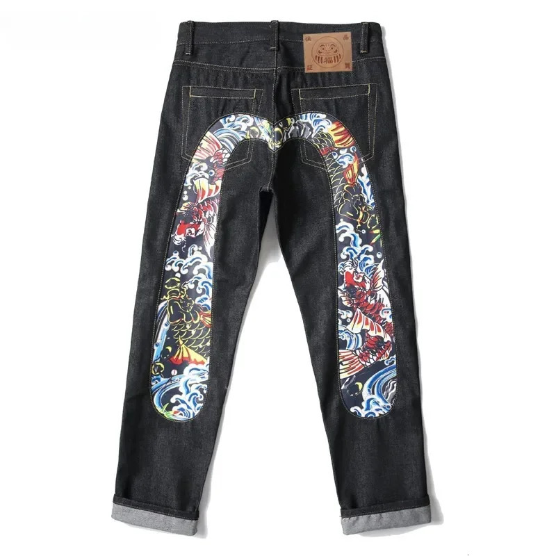 Y2k jeans American retro hip hop fashion print jeans male Harajuku punk Gothic wide pants couple casual straight street wear 240429