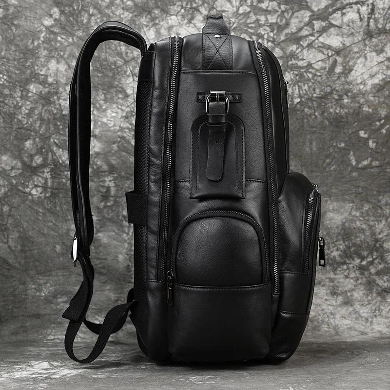 Cowhide hot Laptop Bag Men - Mens Leather Backpack for Travel & School