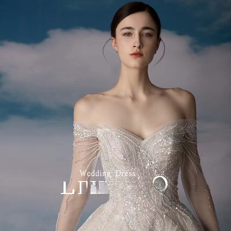 2024 Plus Size princess Luxurious Crystals Beaded off shoulder Mermaid Bridal Dresses tutu ball gown Wedding Gowns sexy new beach boho wed gowns